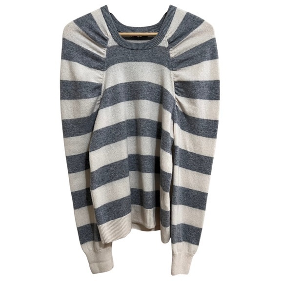 Splendid Cashmere Puff Sleeve Striped Sweater Size Medium - Picture 1 of 10